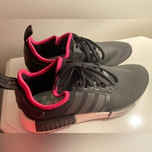 Adidas NMD R1 Black and Shock Pink Running Sneakers Mens Size 8.5